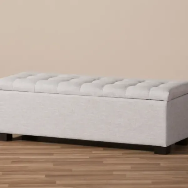 Benches & Ottomans-Kirkland's Home Beige Tufted Contemporary Storage Bench Tan/Gray