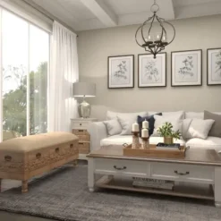 Benches & Ottomans-Kirkland's Home Beige Upholstered Acanthus Carved Wooden Bench Tan