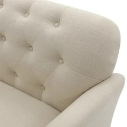 Sofas & Loveseats-Kirkland's Home Beige Upholstered Button Tufted Loveseat Tan