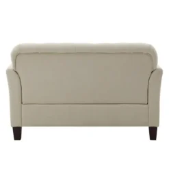 Sofas & Loveseats-Kirkland's Home Beige Upholstered Button Tufted Loveseat Tan