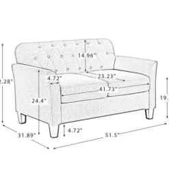 Sofas & Loveseats-Kirkland's Home Beige Upholstered Button Tufted Loveseat Tan