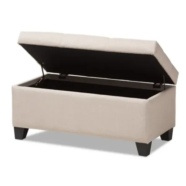 Benches & Ottomans-Kirkland's Home Beige Upholstered Storage Ottoman Tan