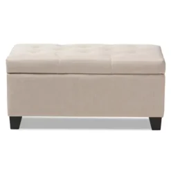 Benches & Ottomans-Kirkland's Home Beige Upholstered Storage Ottoman Tan