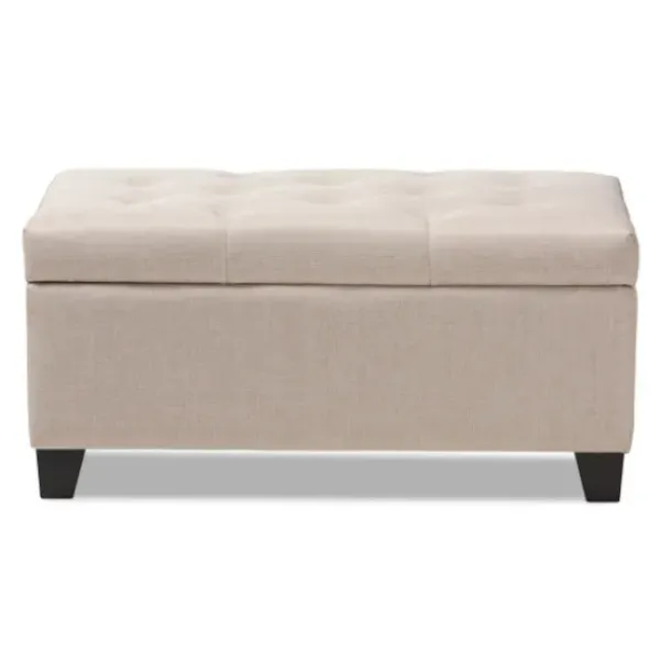 Benches & Ottomans-Kirkland's Home Beige Upholstered Storage Ottoman Tan