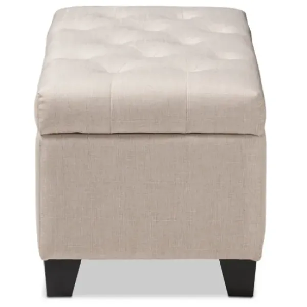 Benches & Ottomans-Kirkland's Home Beige Upholstered Storage Ottoman Tan