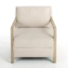 Accent Chairs-Kirkland's Home Beige Upholstered Wood Arm Accent Chair Tan