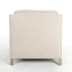 Accent Chairs-Kirkland's Home Beige Upholstered Wood Arm Accent Chair Tan