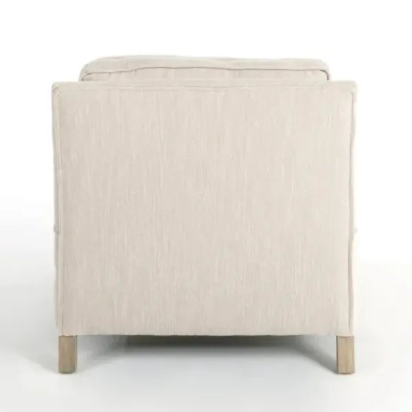 Accent Chairs-Kirkland's Home Beige Upholstered Wood Arm Accent Chair Tan