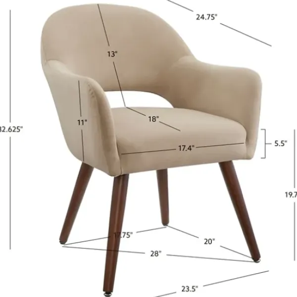 Dining Chairs-Kirkland's Home Beige Velvet Curved Open Back Dining Chair Tan