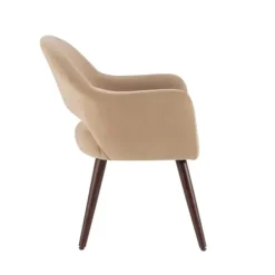 Dining Chairs-Kirkland's Home Beige Velvet Curved Open Back Dining Chair Tan