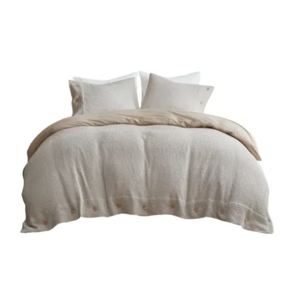 Duvets-Kirkland's Home Beige Waffle Weave 3-Pc. Queen Duvet Cover Set Tan