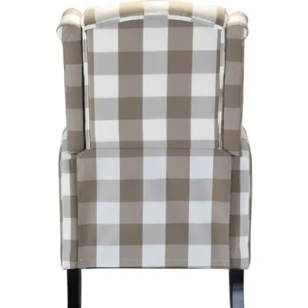 Accent Chairs-Kirkland's Home Beige Windowpane Plaid Recliner Tan/White