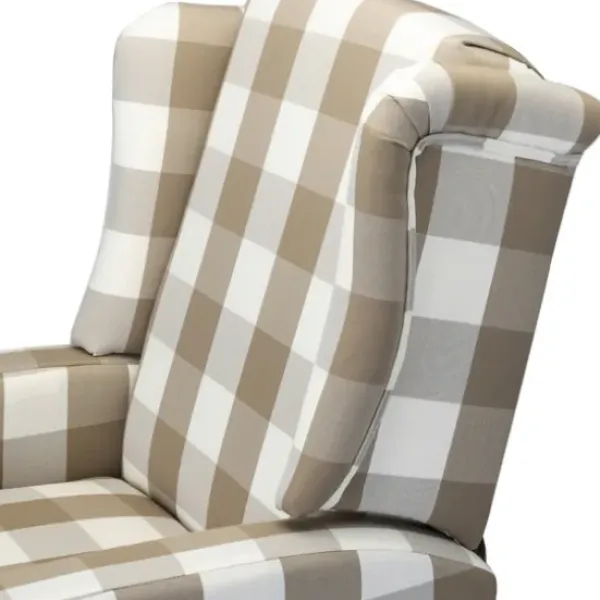 Accent Chairs-Kirkland's Home Beige Windowpane Plaid Recliner Tan/White