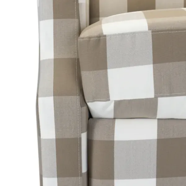 Accent Chairs-Kirkland's Home Beige Windowpane Plaid Recliner Tan/White