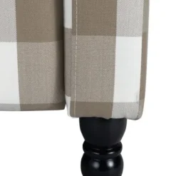 Accent Chairs-Kirkland's Home Beige Windowpane Plaid Recliner Tan/White