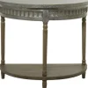 Console Tables-Kirkland's Home Beige Wood And Metal Half Moon Console Table Tan