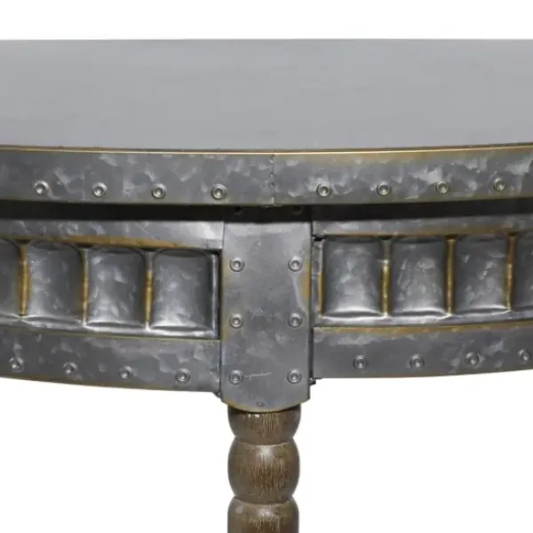 Console Tables-Kirkland's Home Beige Wood And Metal Half Moon Console Table Tan