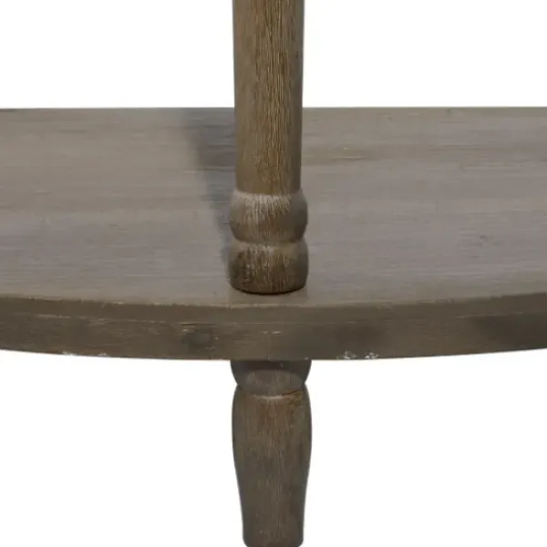 Console Tables-Kirkland's Home Beige Wood And Metal Half Moon Console Table Tan