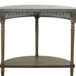 Console Tables-Kirkland's Home Beige Wood And Metal Half Moon Console Table Tan
