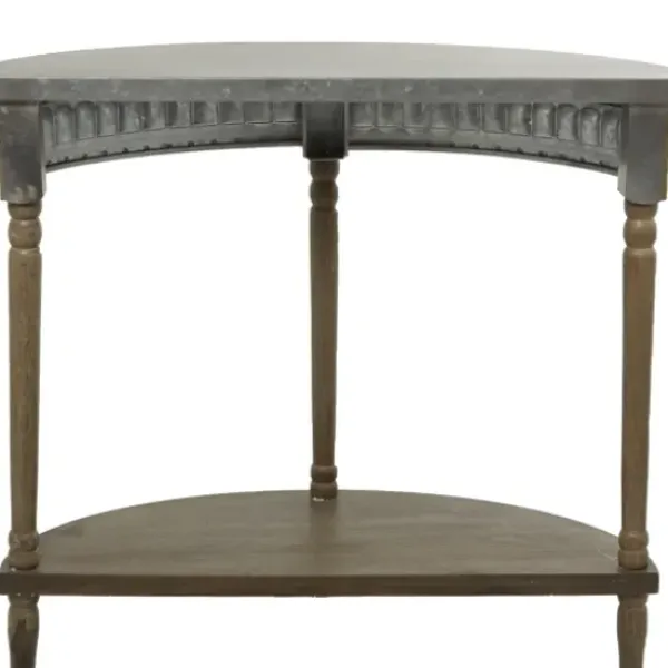 Console Tables-Kirkland's Home Beige Wood And Metal Half Moon Console Table Tan