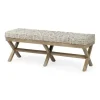 Entryway Furniture-Kirkland's Home Beige Woven Leather X-Base Bench Gray/Tan