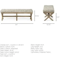 Entryway Furniture-Kirkland's Home Beige Woven Leather X-Base Bench Gray/Tan