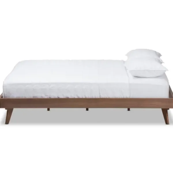 Beds & Headboards-Kirkland's Home Benjamin Walnut Tapered Leg King Bed Frame Brown