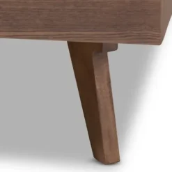 Beds & Headboards-Kirkland's Home Benjamin Walnut Tapered Leg King Bed Frame Brown