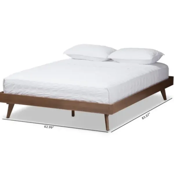 Beds & Headboards-Kirkland's Home Benjamin Walnut Tapered Leg King Bed Frame Brown