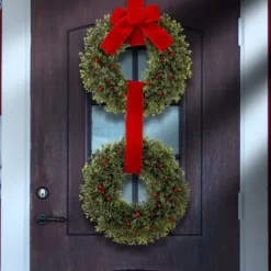 Wreaths-Kirkland's Home Berries And Boxwood Double Wreath Green/Red