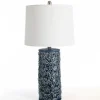 Table Lamps-Kirkland's Home Berto Glazed Denim Floral Table Lamp Blue