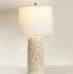 Table Lamps-Kirkland's Home Berto Glazed Floral Table Lamp Ivory