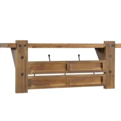 Hooks-Kirkland's Home Beth Acacia Wood Wall Shelf With Hooks