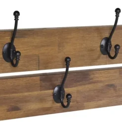 Hooks-Kirkland's Home Beth Acacia Wood Wall Shelf With Hooks