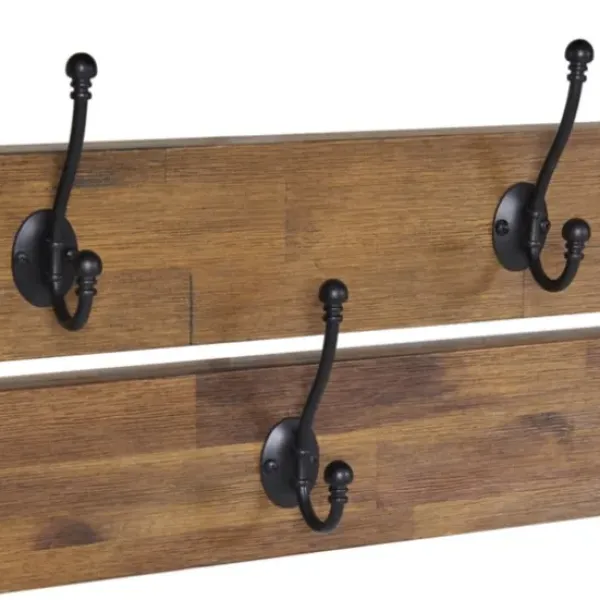 Hooks-Kirkland's Home Beth Acacia Wood Wall Shelf With Hooks