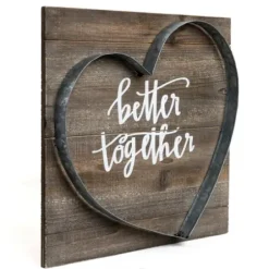 Wall Quotes & Signs-Kirkland's Home Better Together Metal And Wood Plank Wall Plaque Brown/Silver