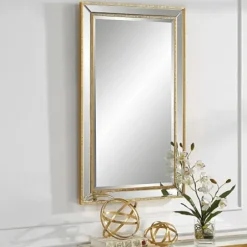 Decorative Mirrors-Kirkland's Home Beveled Rectangular Wall Mirror Gold