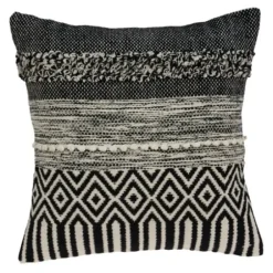 Pillows-Kirkland's Home Bianca Boho Textural Throw Pillow Black/White