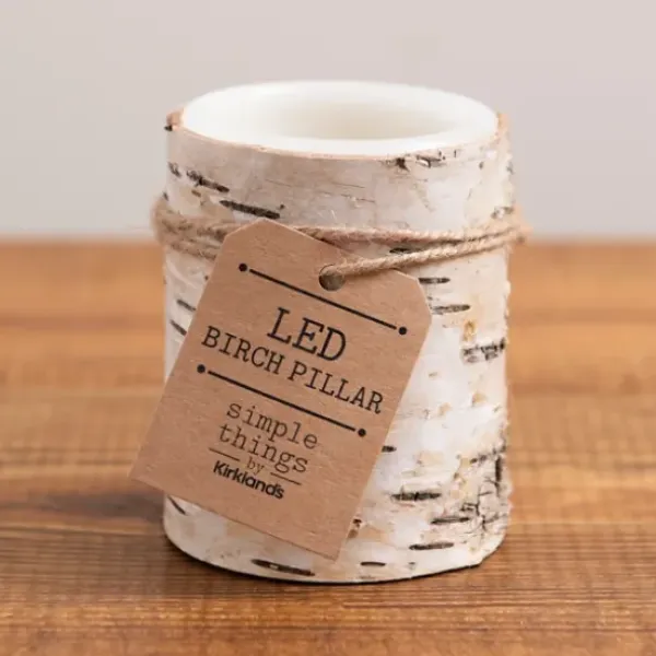 Flameless Candles-Kirkland's Home Birch Bark Led Pillar Candle, 4 In. Brown