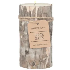 Candles-Kirkland's Home Birch Bark Pillar Candle, 6 In. Ivory/Brown