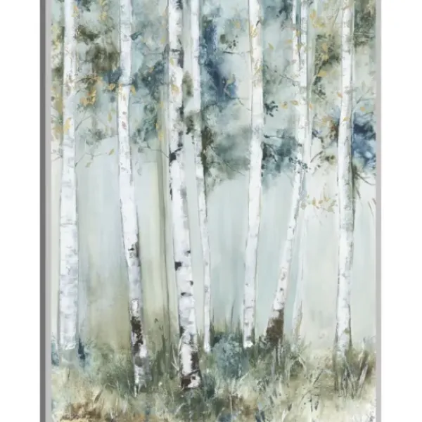 Framed Art-Kirkland's Home Birch Blue Forest Framed Canvas Art Print White/Blue/Green