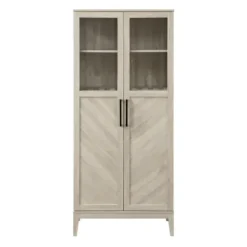 Cabinets & Sideboards-Kirkland's Home Birch Chevron Wooden Storage Cabinet Tan
