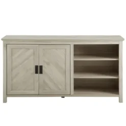 Cabinets & Sideboards-Kirkland's Home Birch 2-Door Chevron Cabinet Tan