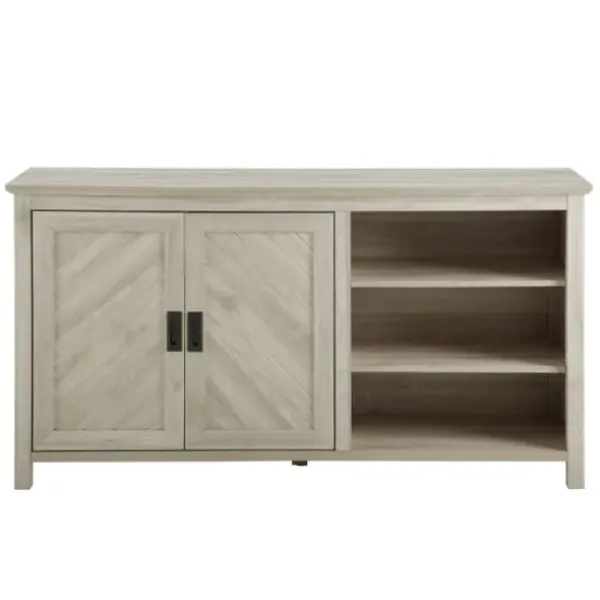Cabinets & Sideboards-Kirkland's Home Birch 2-Door Chevron Cabinet Tan