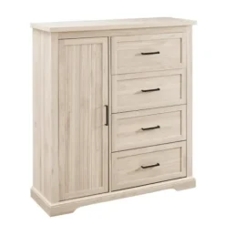 Dressers & Chests-Kirkland's Home Birch Grooved 4-Drawer Dresser With Wardrobe Tan