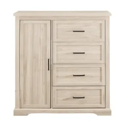 Dressers & Chests-Kirkland's Home Birch Grooved 4-Drawer Dresser With Wardrobe Tan