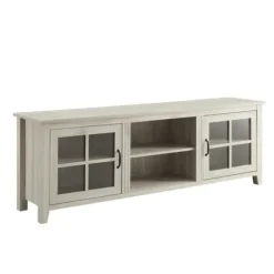 Tv Stands & Media Consoles-Kirkland's Home Birch Wood And Glass Door Tv Stand White