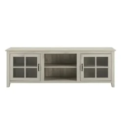 Tv Stands & Media Consoles-Kirkland's Home Birch Wood And Glass Door Tv Stand White