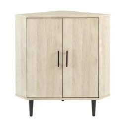 Cabinets & Sideboards-Kirkland's Home Birch Wood Finish Corner Cabinet Tan