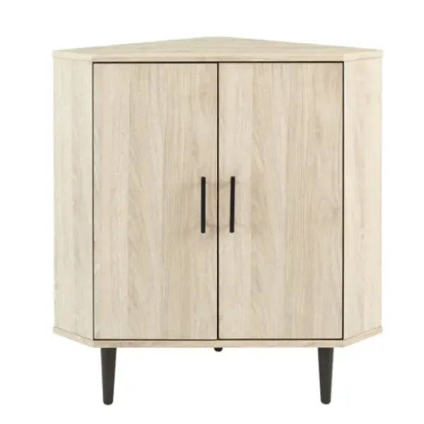 Cabinets & Sideboards-Kirkland's Home Birch Wood Finish Corner Cabinet Tan